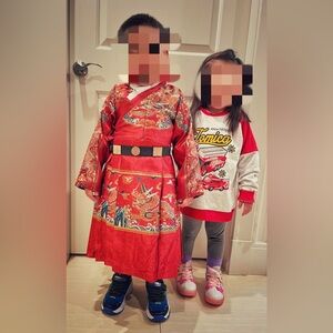 Embroidered dragon robe for boys around 4 years old.